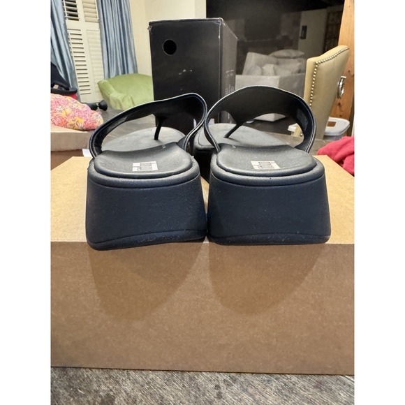 Fitflop F-MODE Leather Flatform Toe-Post Sandals‎ Black Size 6 - Picture 6 of 12